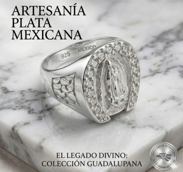WhatsApp Image 2026-04-07 at 12.48.47 PM (1) Anillo de plata Virgen de Guadalupe con Zirconias y diseño artesanal