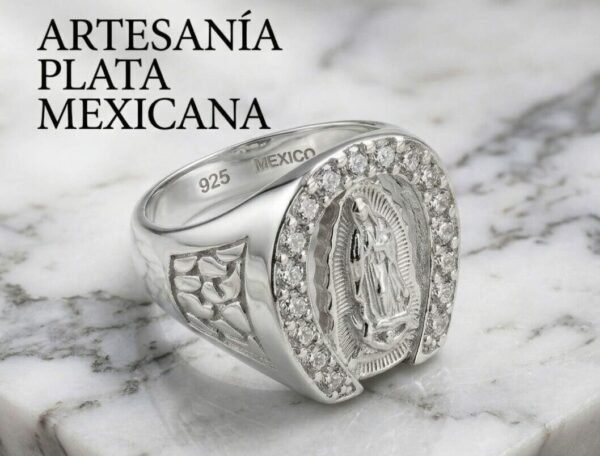 WhatsApp Image 2026-04-07 at 12.48.47 PM (1) Anillo de plata Virgen de Guadalupe con Zirconias y diseño artesanal, vista principal