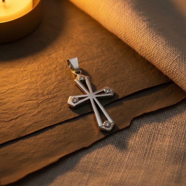 Cruz de Plata 925, 4 Zirconias