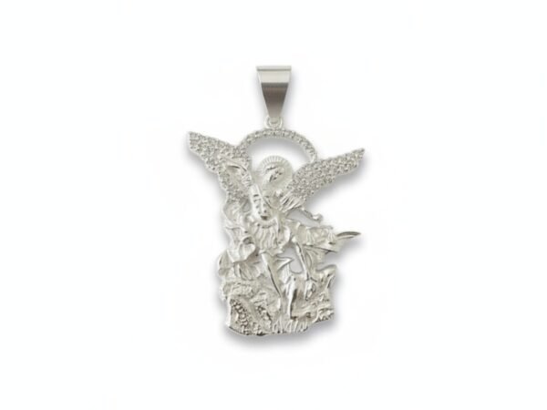 vvaiayxw9tpjw1mufbup.jpg Dije San Miguel Arcángel Plata 925 con Zirconias | Mística Plata
